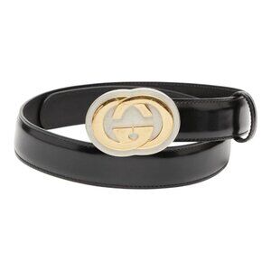 Gucci Interlocking G Belt Size 70/28 Black Leather